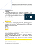 Exercícios de Metodologia Da Pesquisa PDF