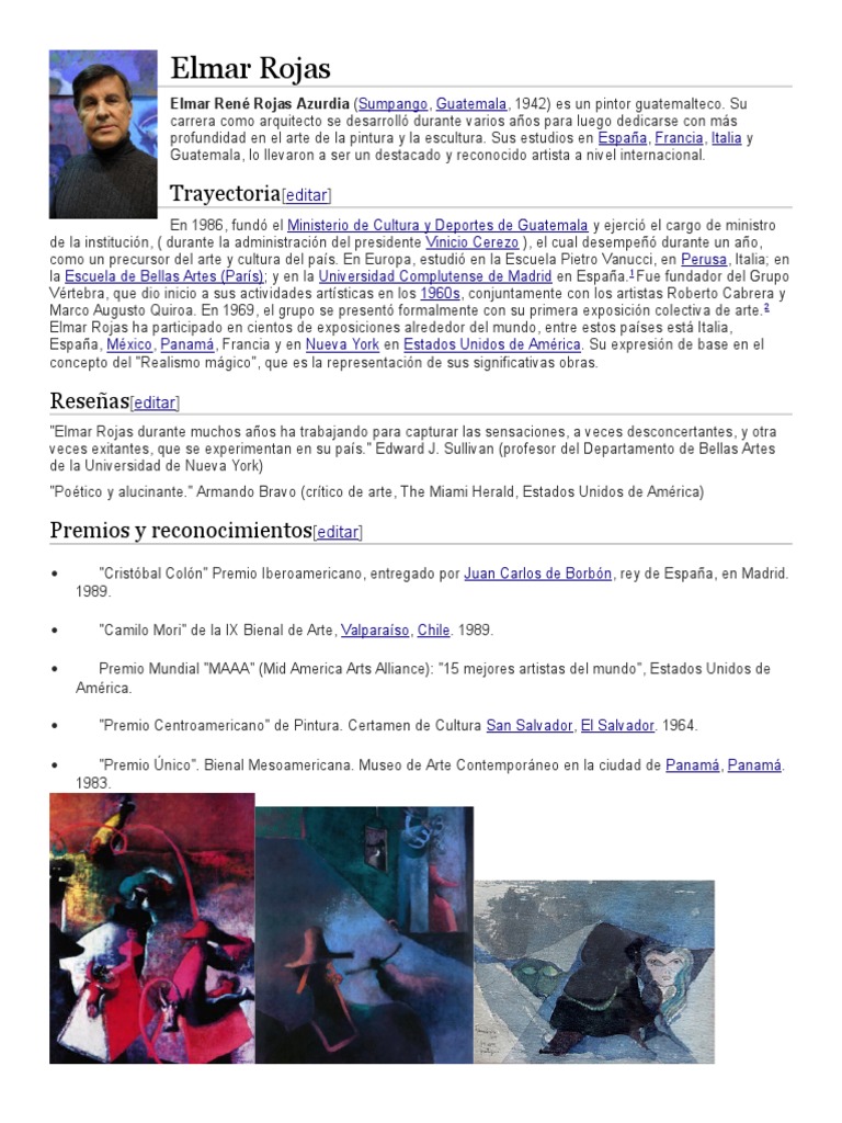 Biografía de Elmar Rojas, pintor guatemalteco | PDF | Artes (general)