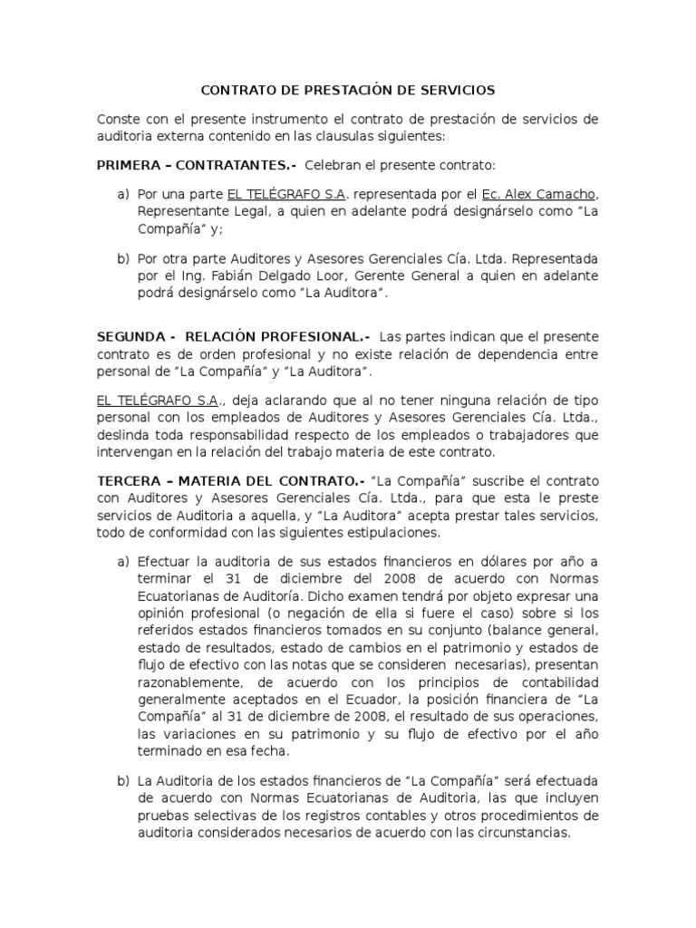 Contrato de Prestación de Servicios  Financial Audit 