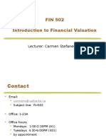 FIN 502 Introduction To Financial Valuation: Lecturer: Carmen Stefanescu