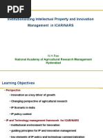 Institutionalizing Intellectual Property and Innovation Management in ICAR/NARS