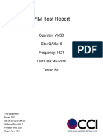 PIM Test Report: Operator: VMS3 Site: QAHA16 Frequency: 1821 Test Date: 4/4/2016 Tested by