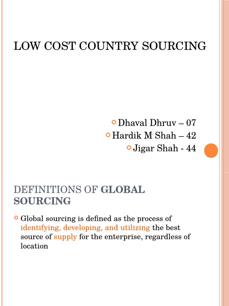 A Comprehensive Overview of Global Sourcing Strategies and Trends with a Focus on Low Cost