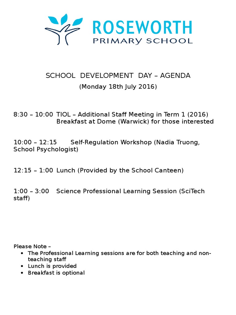 School Development Day Agenda PDF