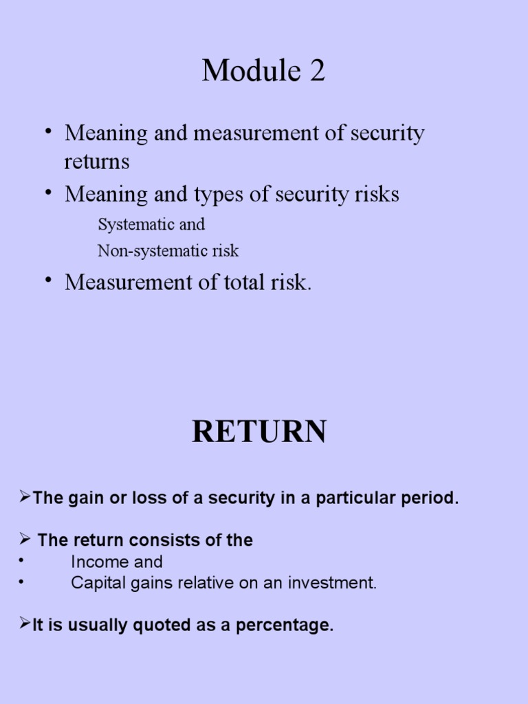 Understanding Risk and Security Returns | PDF | Beta (Finance ...