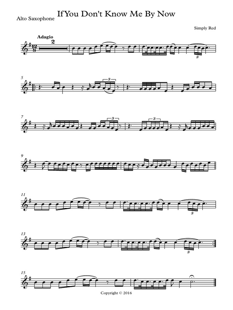 Simply Red If You Don T Know Me By Now For Alto Saxophone Pdf