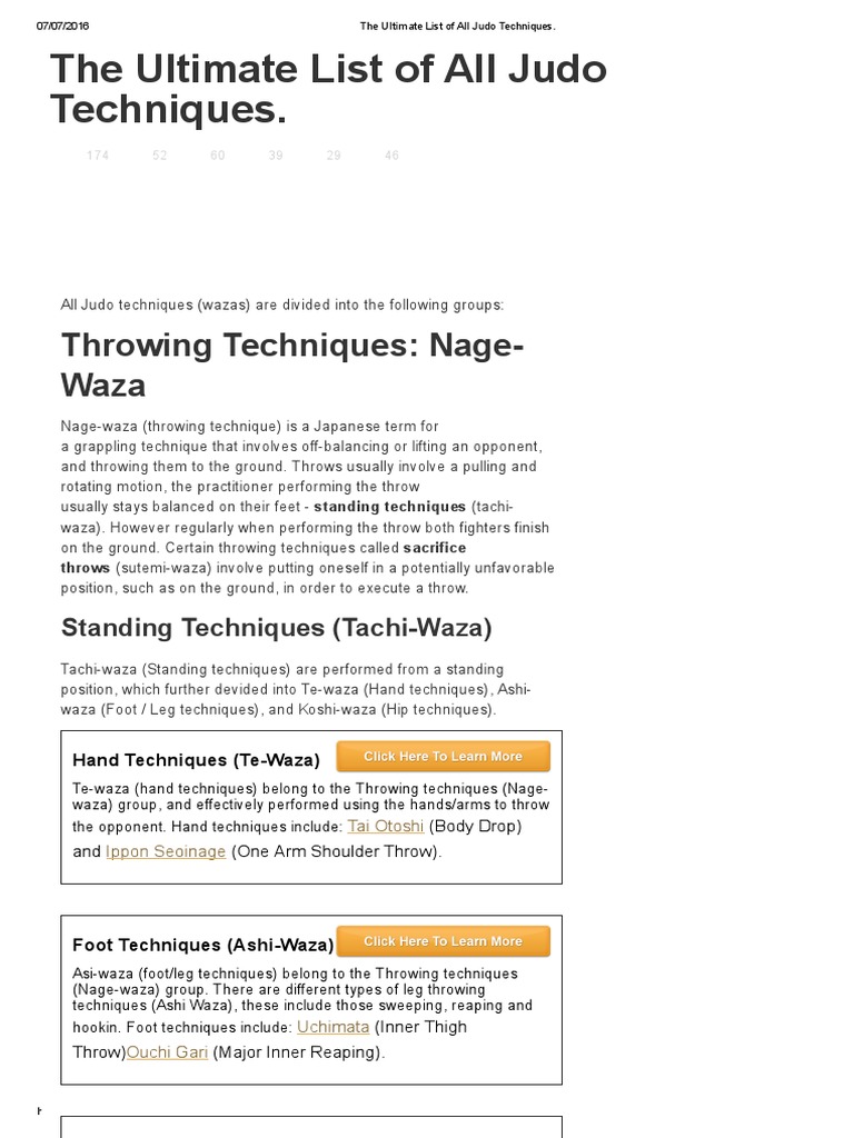 The Ultimate List of All Judo Techniques PDF Combat Sports Grappling