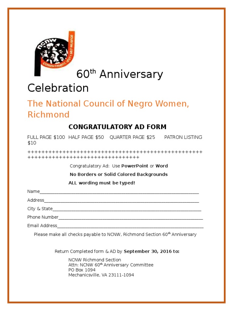 NCNW 60th Anniversary Ad Submission | PDF