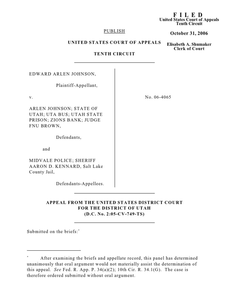 Appeal Dismissal in Johnson v. State of Utah | PDF | Lawsuit | Federal ...