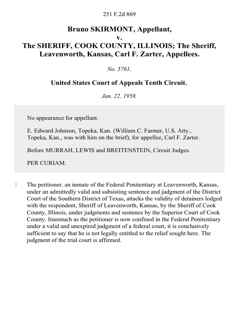 Bruno Skirmont v. The Sheriff, Cook County, Illinois The Sheriff