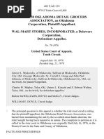 Ca 79-3158 Oklahoma Retail Grocers Association, an Oklahoma Corporation v. Wal-Mart Stores, Incorporated, a Delaware Corporation, 605 F.2d 1155, 10th Cir. (1979)