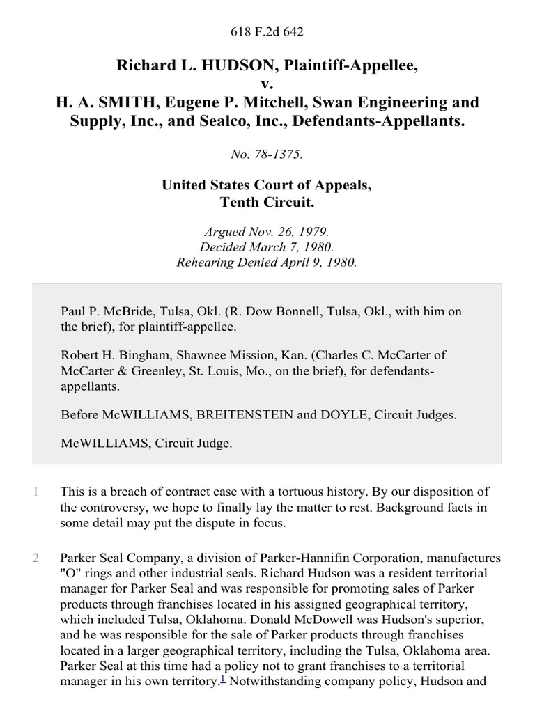 Richard L. Hudson v. H. A. Smith, Eugene P. Mitchell, Swan Engineering