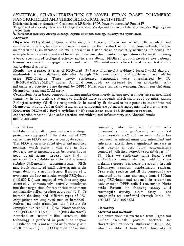 Synthesis, Characterization of Novel Furan Based Polymeric ...