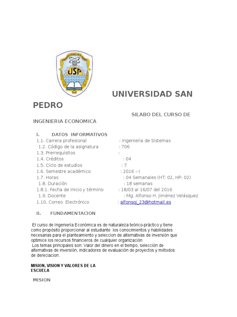 Silabo Curso Ingenieria Economica