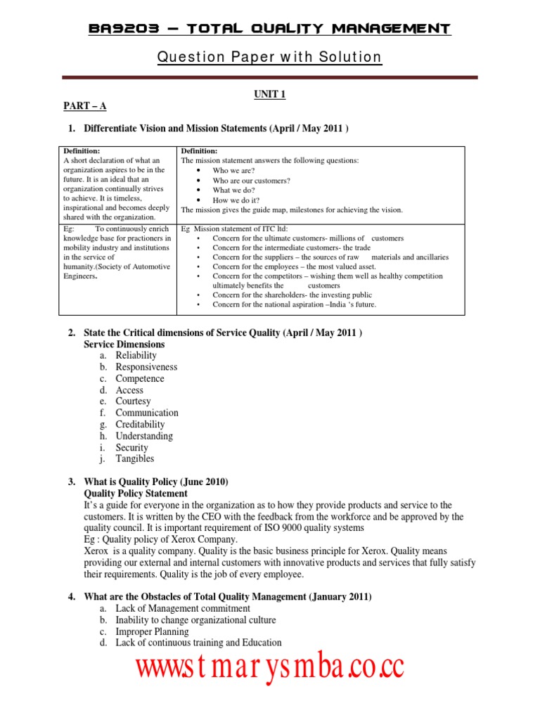 TQM Challenges: Management Commitment Issues | PDF | Quality Management ...