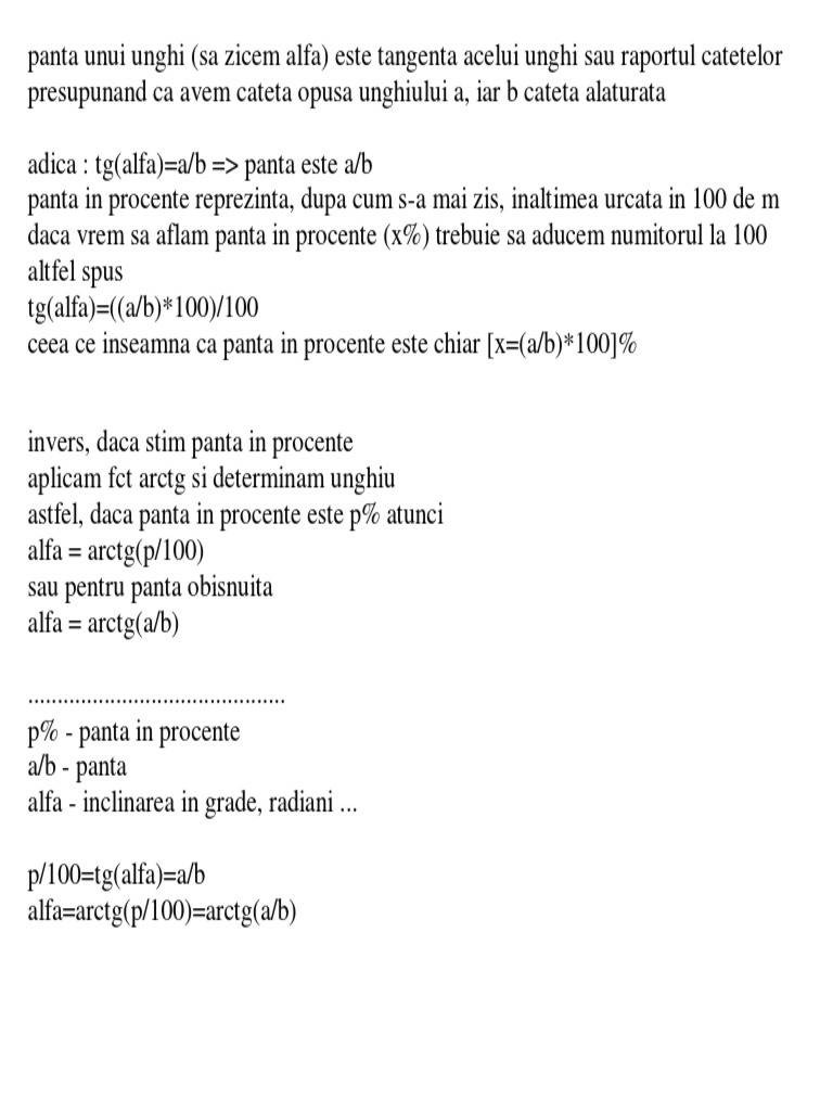 Panta Unui Unghi | PDF