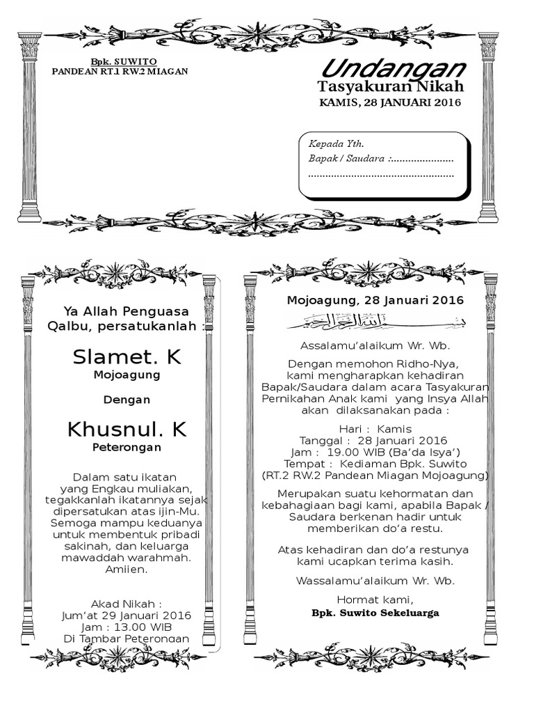 Bayu Nugraha Undangan Walimatul Ursy