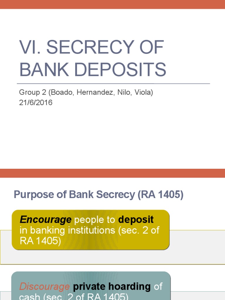 Secrecy of Bank Deposits Overview | PDF | Islamic Banking And Finance ...