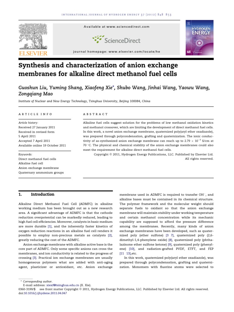 Synthesis and Characterization of Anion-Exchange Membrane | PDF ...