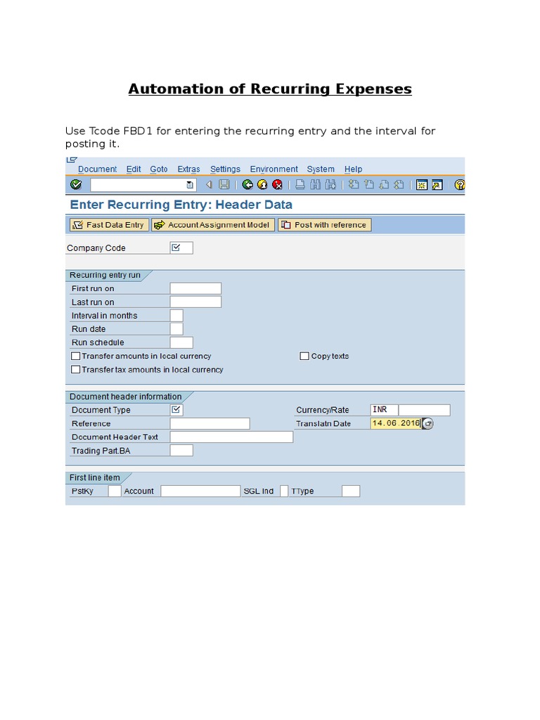 SAP Tcodes for Recurring Expenses | PDF | Computers