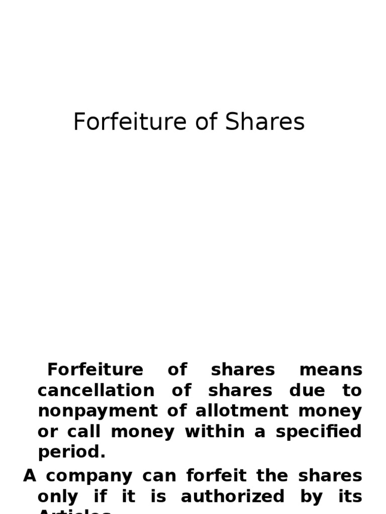 Forfeiture of Shares Debits And Credits Financial Economics