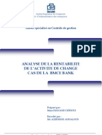 Analyse de La Rentabilité de L'activité de Change. Cas de La BMCE Bank