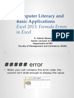 Computer Literacy and Basic Applications: Excel 2013: Formula Errors in Excel