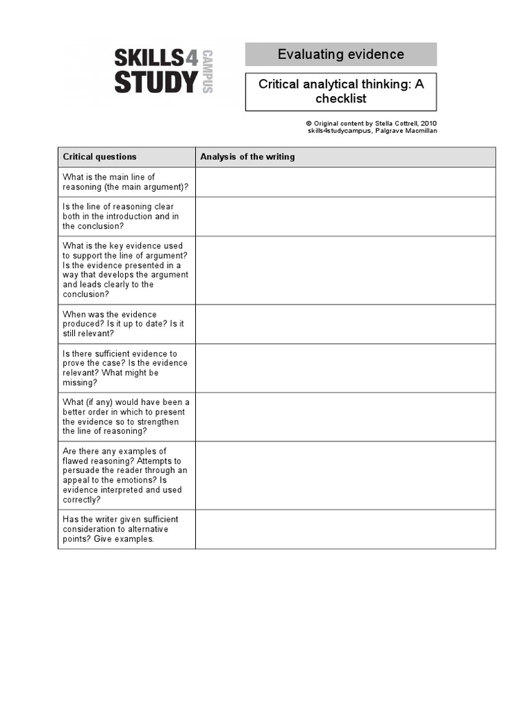 critical thinking report pdf
