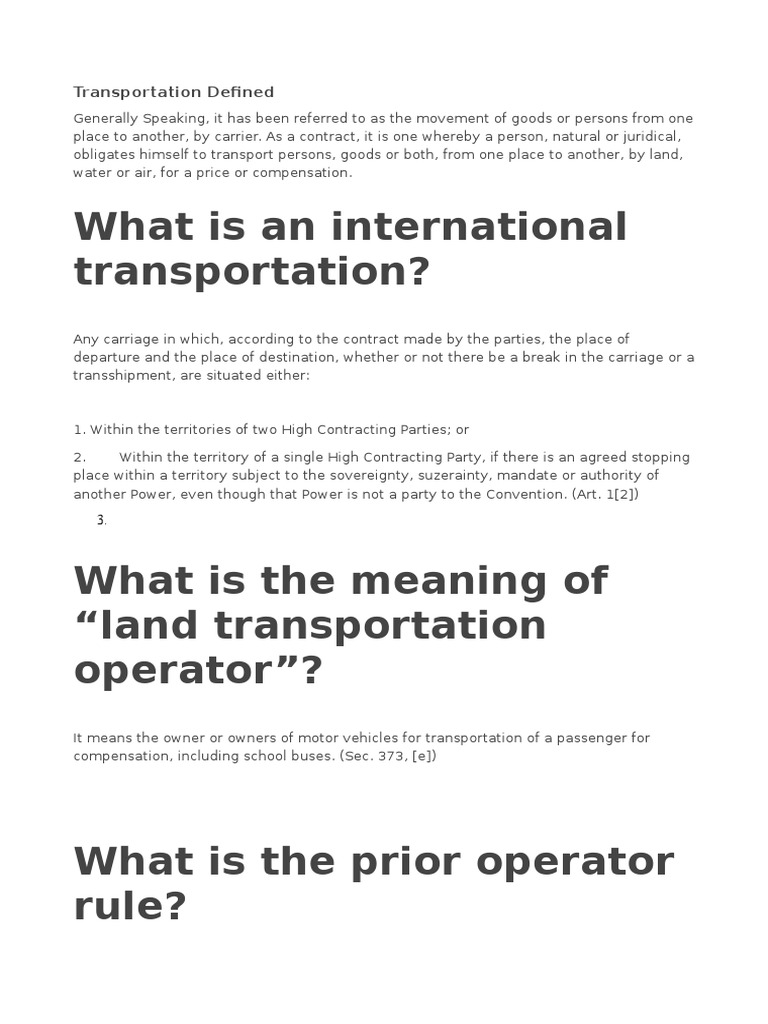 Understanding Transportation Law Basics | PDF | Common Carrier | Negligence