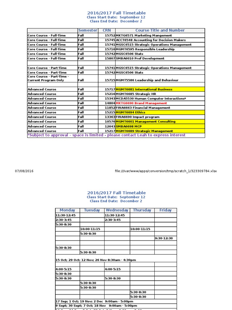 2016 2017 Course Schedule PDF Economies Business