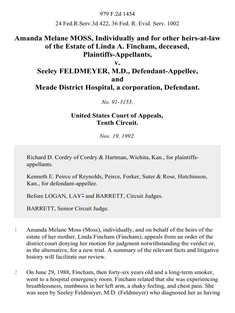 Amanda Melane Moss, Individually and for Other HeirsAtLaw of the