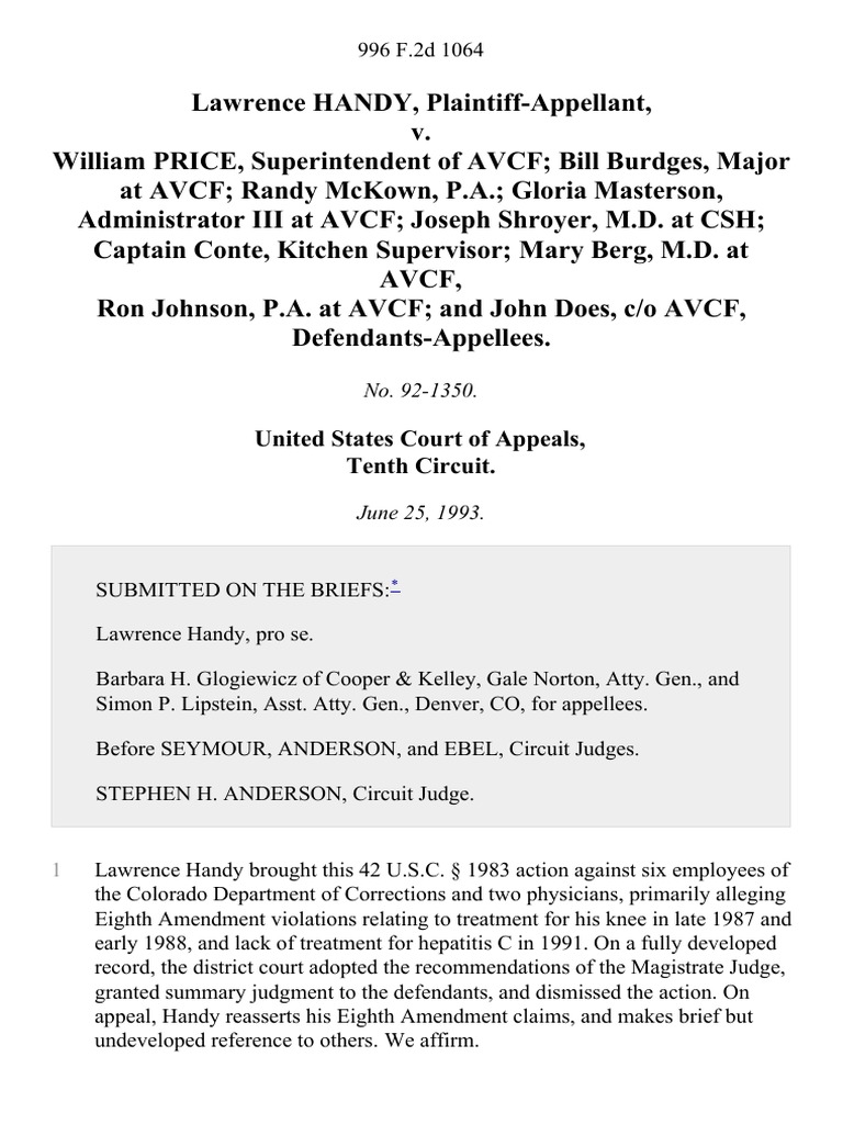 United States Court of Appeals, Tenth Circuit | PDF | Eighth Amendment ...
