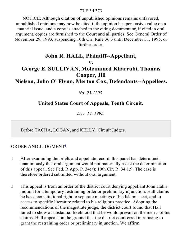 John R. Hall v. George E. Sullivan, Mohammed Kharrubi, Thomas Cooper ...