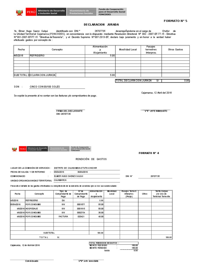 Formatos Viaticos | PDF