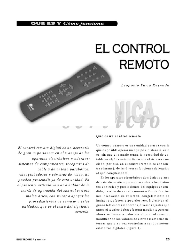 Funcionamiento del Control Remoto | PDF | Control remoto | Diodo emisor ...