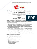 Bolivia Ley de Administración y Control Gubernamentales (SAFCO), 20 de Julio de 1990_BO-L-1178