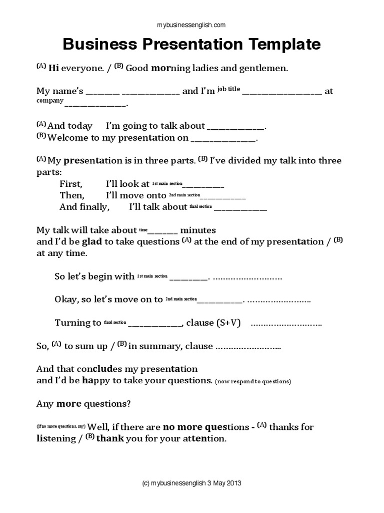 Business Presentation Guide | PDF