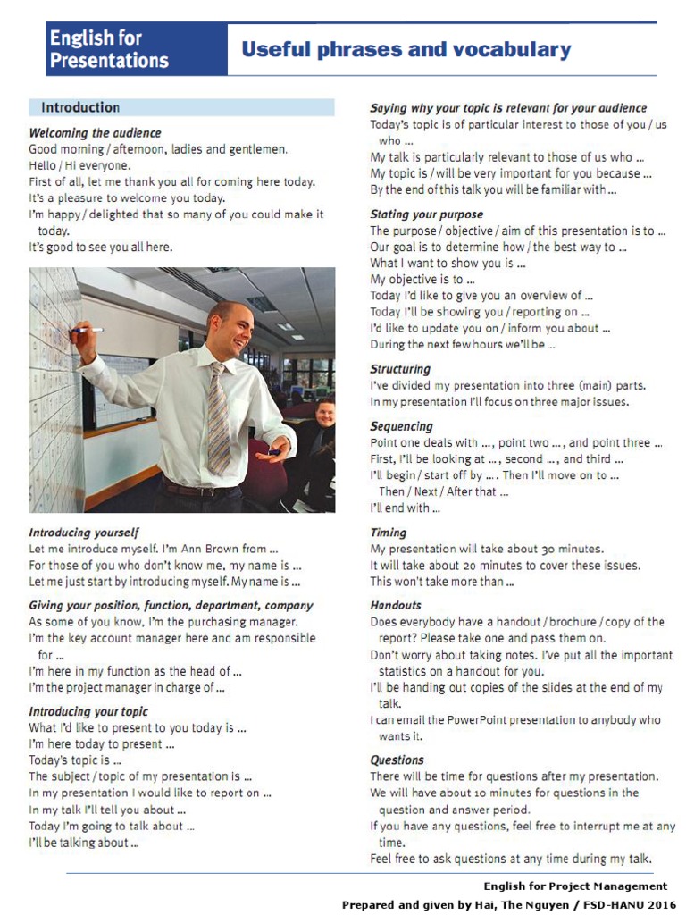 Session 7 - Presentation Phrases and Vocabulary | PDF | Career & Growth ...