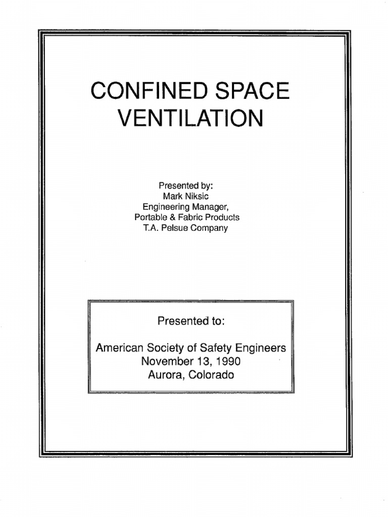 Confined Space Ventilation Techniques PDF