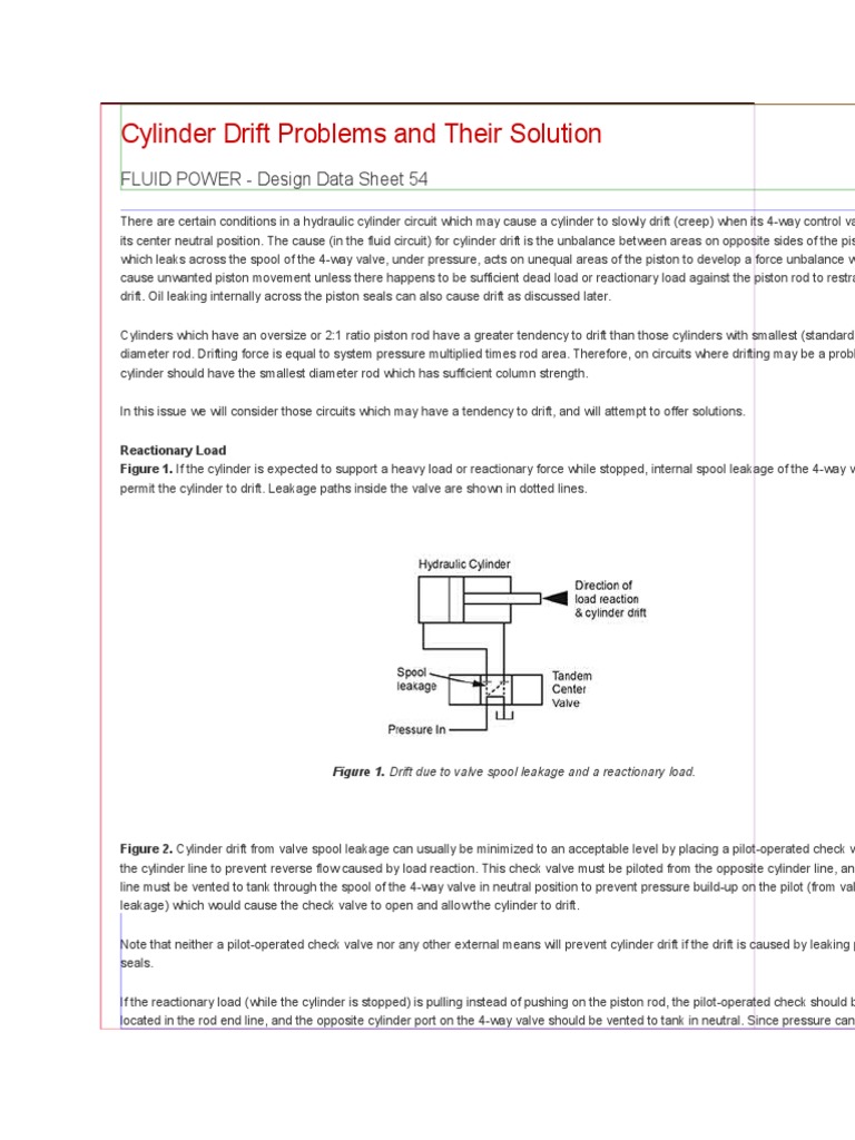 Hydrualic Cylinder Drift Problem PDF Valve Pump
