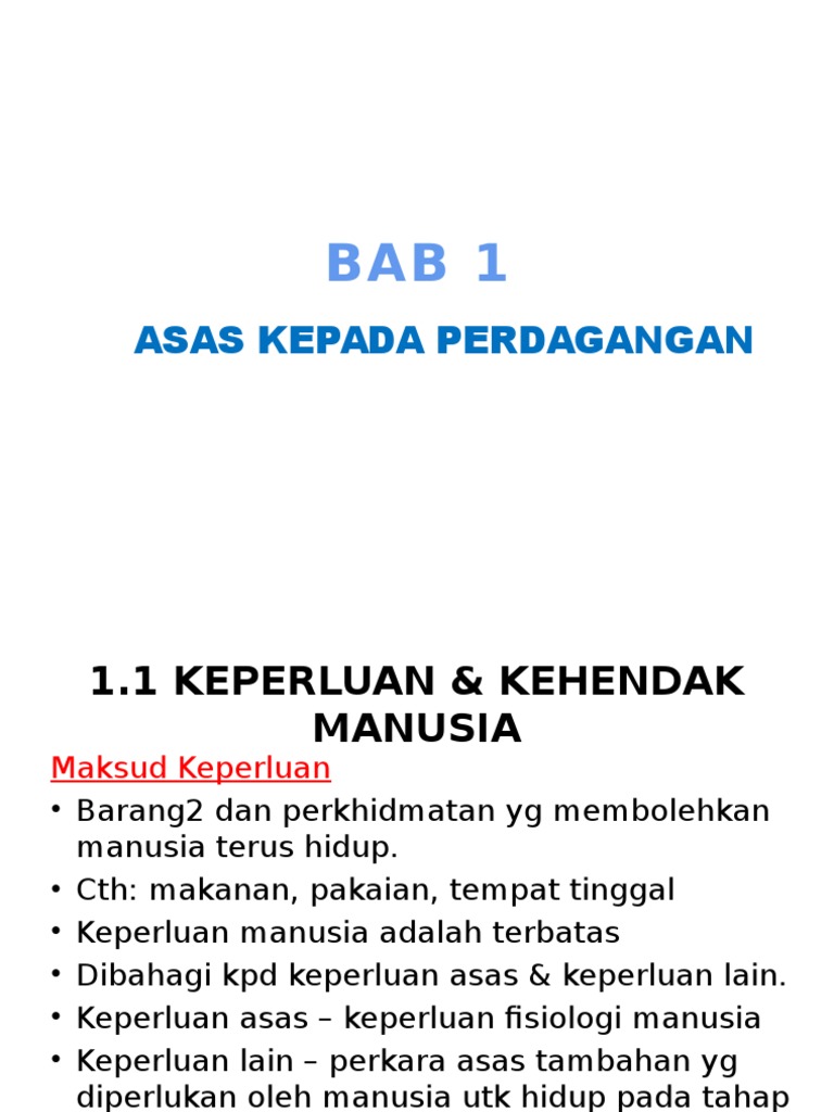 Bab 1 Keperluan Kehendak Manusia Pdf