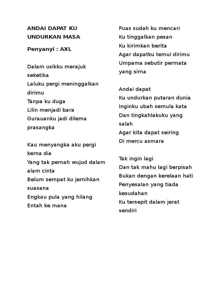 Andai Dapat Ku Undurkan Masa Pdf