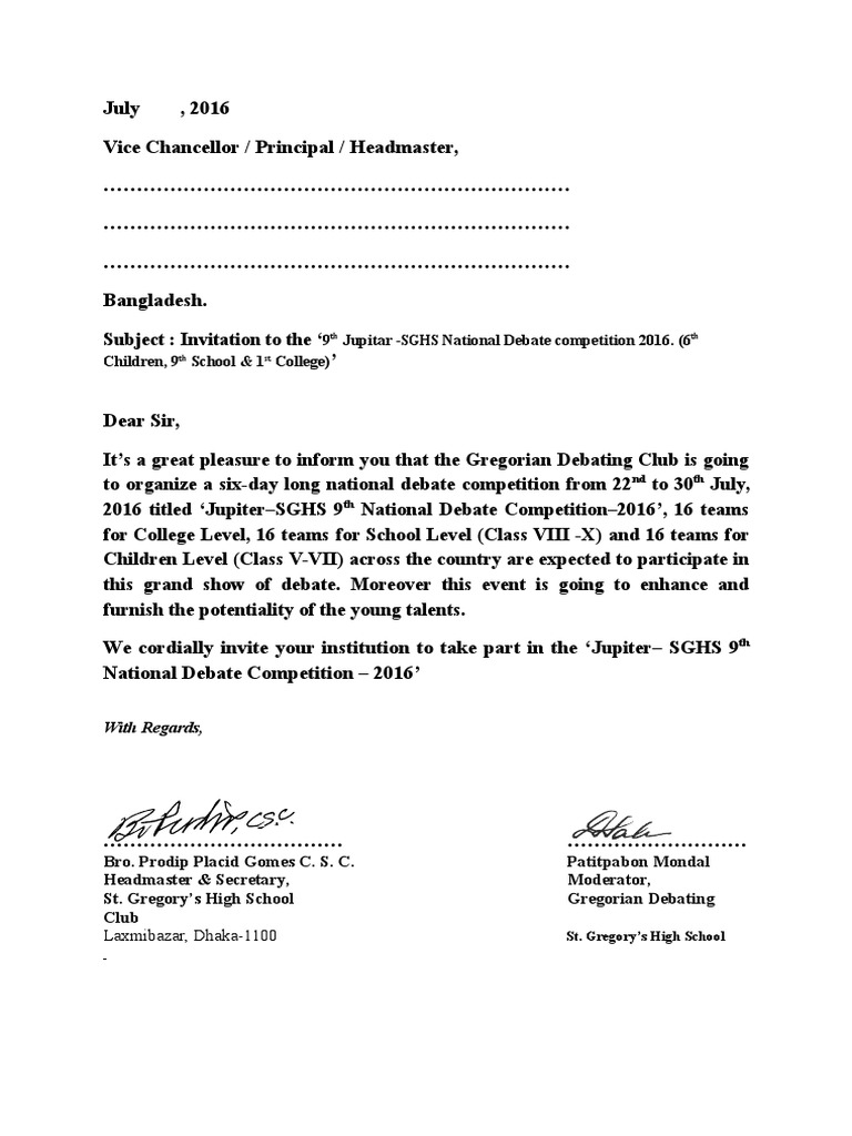 Invitation Letter Of 9th Gdc Nationals 2016 Pdf