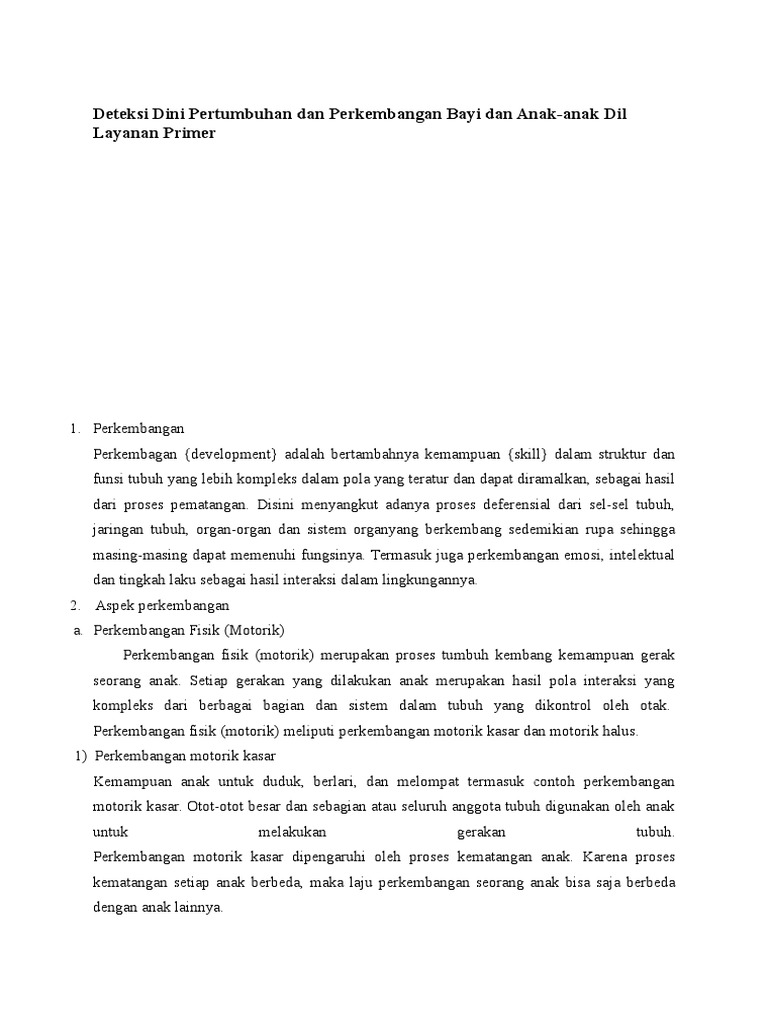 Deteksi Dini Pertumbuhan Dan Perkembangan Bayi Dan Anak Pdf