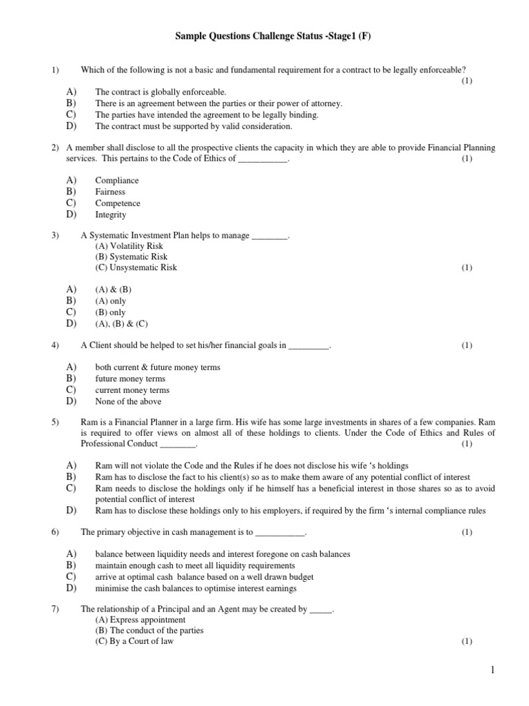 CFP Sample Questions Challenge Status | PDF | Insurance | Mutual Funds