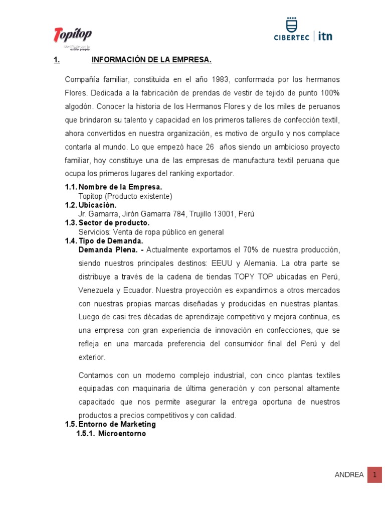 Empresa Topitop | PDF | Algodón | Industria textil