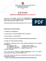 Avviso Ammissioni