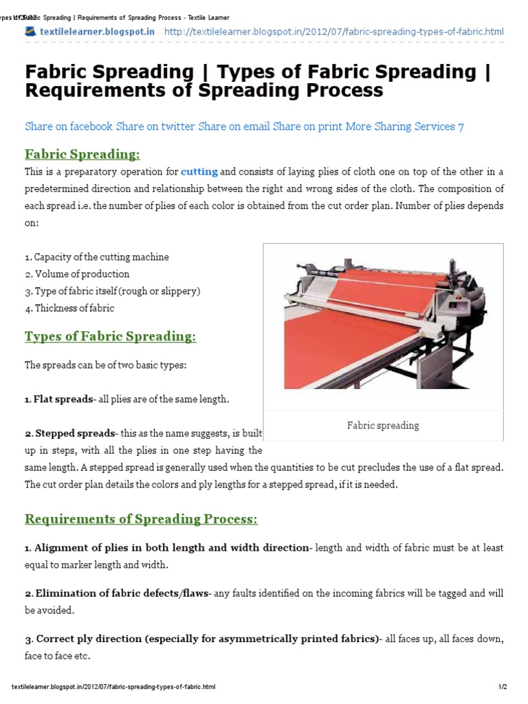 Fabric Spreading _ Types of Fabric Spreading _ Requirements of