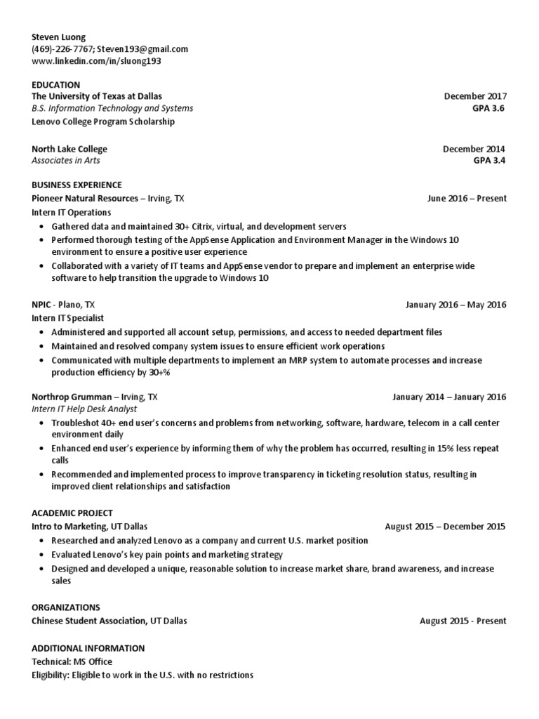 Steven Luong Resume