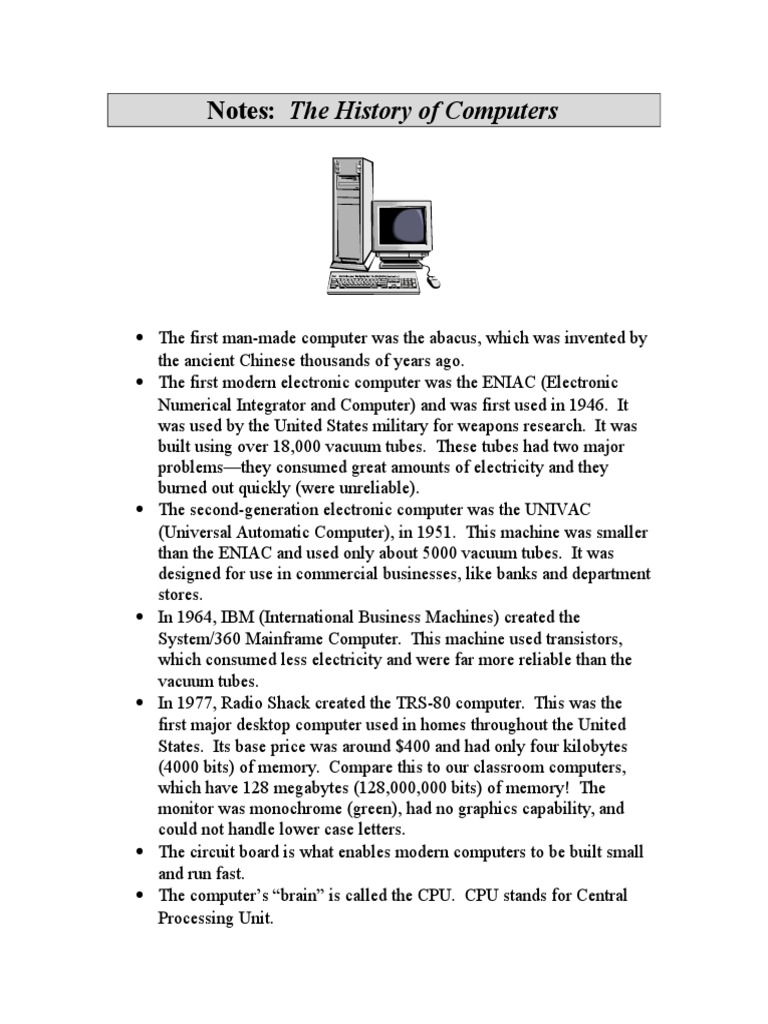 Notes - The History of Computers | PDF
